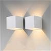 MOKEKA 2 Pezzi LED Applique da Parete Moderno, 12W 3000K Luce Calda, Interno/Esterno MOKEKA IP65 Impermeabile, Alluminio Quadrata Con Angolo del Fascio Regolabile (Luce Calda-3000K)