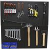 Home>it HOME IT® Pannello Portautensili 17 Pezzi in Metallo Nero | Con Supporti, Ganci e Contenitori | Kit Organizzazione Officina