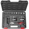 Valex Set Chiavi a Bussola SuperLock 25 Pezzi Nr.18 - Attacco 3/8 con Cricchetto Reversibile, Bussole 6-24 mm, Prolunghe, Snodo Cardanico e Valigetta