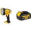 DeWalt Torcia Led Xr 18V, Ricaricabile & Dcb182-Xj Batteria Xr Litio 18 V, 4 Ah