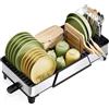 KINGRACK Grande scolapiatti - Triplo supporto espandibile per contatore cucina, organizzazione lavello in acciaio inox e stoccaggio Essentials con stoviglie e padelle per casa e casa
