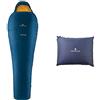Ferrino Lightec Sm 1100 G Sacco A Pelo, Unisex Adulto, Blu, Taglia Unica &, Cuscino Gonfiabile Goffrato Unisex Blu, 40X30X7 Cm