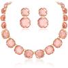 EVER FAITH Rosa Set di Orecchini con Collana e Girocollo con Strass, di bigiotteria Art Deco Bohémien di Rotondo Cristallo per Donne Ragazze