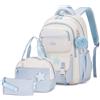 Amythe Zaino Scuola Elementare e Medie per Ragazze 9 10-14 Anni, Zaino Elementari Impermeabile con Ciondolo, 7 Tasche Set Scuola Zaini con Astuccio e Borsa Pranzo, Back to School, Blu