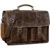 Borsa Tracolla Uomo SID & VAIN ADRIAN In Vera Pelle Marrone, 38x29x6 Cm, Portadocumenti E Laptop, Artigianale Vintage