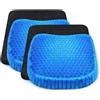 Set 2 Pezzi Cuscino Gel per Sedute Prolungate 37x30x4 cm Ergonomico