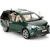 BGHSCA 1:24 compatibile con il modello di auto Sienna, auto giocattolo pressofusa pull back con suoni e luci per bambini, ragazzi, ragazze e adulti, regalo verde