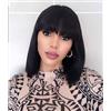 Zealady Parrucca Donna Capelli Veri Umani Reali - Bob Corto Con Frangia Per Donne Bianche Nere, Caschetto Nero 12 Pollici, Human Hair Wigs (1B)