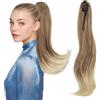 Silk-co Coda Extension Capelli Lisci Cavallo Finta con Pinza Marrone Chiaro/Biondo Chiaro Ponytail Punte Ondulate 50cm 110g