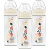 DODIE Set di 3 biberon in tetine multi-perforato, anticoliche, 330 ml, in terracotta
