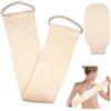HIKPACKER Fascia Esfoliante Schiena, Fascia Lavaschiena e Guanto Esfoliante, Fibra di Bambù, Delicato, per Esfoliare e Pelle Morta, Massaggiare il Corpo, per Bagno, Doccia, Uomini e Donne, 2 Pezzi (Beige)