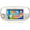 prideoy RIDEOY wireless carplay per Fiat 500 2007-2015,Schermo IPS da 7,Stereo Fiat 500 supporta Android auto e Mirrorlink,Bluetooth,Microfono,AM USB,DSP FM RDS SWC originale (white)