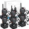 eSynic 6PZ Walkie Talkie Ricaricabile VOX Handsfree Radio Walkie-Talkie Professionali 16 Canali PMR 446MHz Lunga Distanza 6x Walky Talky Ricetrasmettitori Portatile con USB Caricabatterie e Auricolari