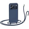 N NEWTOP Cover CV35 Compatibile iPhone 17 Pro, Custodia TPU Silicone Semi Rigido Case Liscia Guscio Laccio Tracolla Cellulare Girocollo Collana Protettiva Anti Urto Laccetto Regolabile (Blu)