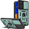 ESTH® Cover per Xiaomi Redmi Note 12 Pro 4G con Custodia per Fotocamera Scorrevole e Supporto ad Anello [Custodia Paraurti Compatibile con Supporto Magnetico per Auto], Verde