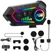 HISUEKIG Auricolare Casco Moto, Cuffie Casco Moto con Assistente Vocale, Intelligente Cancellazione del Rumore, Risposta Automatica, IPX6 Impermeabile e luce LED per Motociclismo
