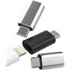 HOYULLI Adattatore Lightning Female a USB C (3 pezzi) per iPhone 16 15 Pro Max Macbook Caricatore per Apple per iPad Type C Cavo di ricarica Converter compatibile per Samsung S23 S24 S25 Connector Android