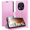 Eirltiy Cover per Xiaomi Redmi Note 15 Pro 5G Portafoglio Pelle PU Premium, Custodia Scomparti Carte Antiurto Protettiva Case con 1 Vetro Temperato, Rosa