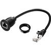 QIANRENON Cat6 RJ45 incorporato rete di montaggio cavo corto adattatore RJ45 8P8C maschio a femmina, filettatura fissa RJ45, presa Ethernet, per router switch LAN, 30 cm