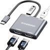 KiWiBiRD adattatore USB C a doppio HDMI con ricarica 100W PD, sdoppiatore HDMI 4K@30Hz (Singolo 4K 60Hz) per dual monitor TV proiettore, 2160p 1440p 1080p HDCP Compatibile con laptop Macbook Mac