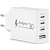 Pamker Caricatore USB C 50W, 4 Porte Presa Multipla Spina USB C Alimentatore USB Caricabatterie Rapido Fast Charger Type C Spinotto per iPhone 17/16/15/14/13/12/11/X/XR/XS/SE/8 Plus/7, iPad, Galaxy S25/S24
