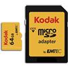 KODAK Scheda di memoria Emtec MicroSDXC da 64GB, Class 10, Nero, Rosso, Giallo