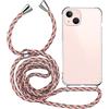 MyGadget Cover per iPhone 14 - Custodia con Corda - Case con Cordino Trasparente Antiurto con Laccio | Tracolla - Practical Stylish - Rosa
