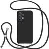 Jrkvniv Cover con Cordino per Samsung Galaxy A53 5G, Custodia con Laccio Collana Tracolla Collo Silicone Antiurto TPU Opaca Protettiva Case per Samsung A53 5G 6.5,Nero