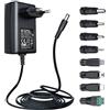 ANLINK Adattatore di alimentazione da 5 V 2 A 1,8 m, AC a 5 V DC 2000 mA 10 W caricatore da parete con 8 punte per tablet hub USB, baby monitor, TV box, scanner fotocamera, webcam, altoparlanti, router e