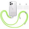 TBOC Pack: Cordino Catenella Laccio Strap Porta Cover [Fluoro Verde] + 2 toppe di fissaggio aggiuntive Telefono Cellulare Collo - Tracolla Catenina cordini Phone Cellulari Telefoni Universale Laccetti