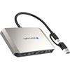 WAVLINK DisplayLink Adattatore da USB 3.0/USB-C a DisplayPort/HDMI, hub per monitor 4-in-1 con doppia risoluzione 5K/4K a 60 Hz per Windows e Mac M1/M2, Compatibile con il nuovo MacBook Neo - Argento