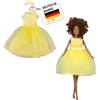 Heless Time2Shine 8513 - Abito in Bouclé Sunshine in Giallo, con Gonna in Tulle, Glitter e Fiocco, per Bambole Fashion Taglia 29 cm