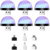 Lancoon Confezione da 6 mini luci di cristallo USB a LED per feste, per matrimoni, karaoke e decorazione della stanza (nero)