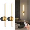 TaoFiaCo 60CM Applique da Parete a LED per Interni Ricaricabile Oro - Lampada da Parete con Telecomando 3 Temperature di Colore - Applique a LED Senza Fili con Batteria per Soggiorno 2 Pezzi