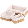 OUTBROS Cestino Portaoggetti Staccabile, Cesto IntrecciatoIn Vimini Foderato, Scatole da Bagno,Organizer Cucina Camera da Letto (3 Confezioni, Giacinto D'acqua)