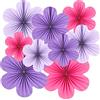Sunbeauty, set da 9 pezzi di decorazioni di carta, ventagli a forma di girandola, azzurro, lavanda, arancione, fiori di carta, decorazione per feste, ghirlanda per matrimonio, compleanno, tea party