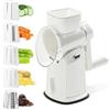 dellyy Tagliaverdure Manuale Multifunzionale, 5 Set di Lame Intercambiabili, Grattugia Formaggio e Verdure, Affetta Patate e Carote, Taglia Verdure Julienne, Utile per Cucina, Preparazione (Bianco)