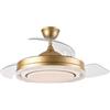 DRW Lampada Ventilatore da soffitto Dorato di Design con Pale retrattili 3 Colori di luci e Telecomando Ø107x33-48 cm Lampada:ø50 cm