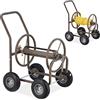 Relaxdays Carrello Avvolgitubo da Giardino, per Tubi Lunghi Fino a 60 m, 4 Ruote, Raccoglitubo in Acciaio, Marrone