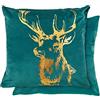 Emma Barclay XMVSTGEGN - Federa per cuscino in morbido peluche con stampa laminata in verde smeraldo, 43 x 43 cm