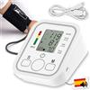 Maxter Misuratore Pressione da Braccio con VOCE in SPAGNOLO - Macchinetta Pressione Arteriosa e Frequenza Cardiaca - Misuratore di Pressione Digitale con Fascia e Cavo USB 1 metro - Memoria 2x99