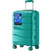 KONO Valigia Trolley da 56cm Rigida e Leggero Polipropilene Valigie con TSA Lucchetto e 4 Ruote (Verde)