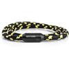 Akitsune Bracciale in nylon con corda da vela Mare | 5 mm di larghezza | Chiusura a capsula magnetica doppio avvolgimento Donna Uomo Nautico - Nero-nero-giallo opaco 19,00 cm