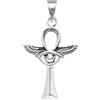 Treasure Bay Ciondolo a forma di croce di Ankh egiziano, con ali di iside e occhio protettivo, in argento Sterling 925, per uomo e donna, Argento sterling