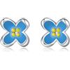 Reffeer Orecchini a perno in argento 925 a forma di fiore, per donne e adolescenti, piccoli orecchini a fiore colorati, Medio, Argento sterling, Nessuna pietra preziosa