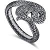 praymos Anello punk in argento Sterling 925, da uomo, gotico, serpente, squalo, zampa di drago, teschio, gioielli rock, Serpeverde, regolabile, per donne e uomini, Argento sterling, Non pietra