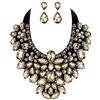 EVER FAITH Parure Gioielli Donna, Cristallo Retro Costume Statement Collana Orecchini Set per Banchetto, Ballo Marrone Argento-Fondo