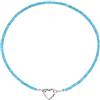 GAVU Collana da Donna in Estiva con Perline di Turchese e Ciondolo Cuore Porta Anelli, Collana Porta Anelli da Donna Minimalista