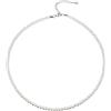 FOCALOOK Collana Girocollo Donna Perle di Cristallo da 4 mm Colore Bianco con Catenina Acciaio 40cm+ 5cm