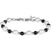 GAVU Bracciale di Perle da Uomo, Bracciale da Uomo con Perle di Conchiglia e Perline di Onice Nero